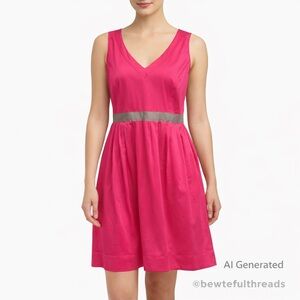 Nine West Size 12 Pink Sleeveless Flouncy Dress Pockets